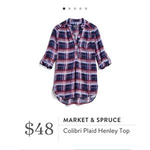 Market & Spruce Plaid Top